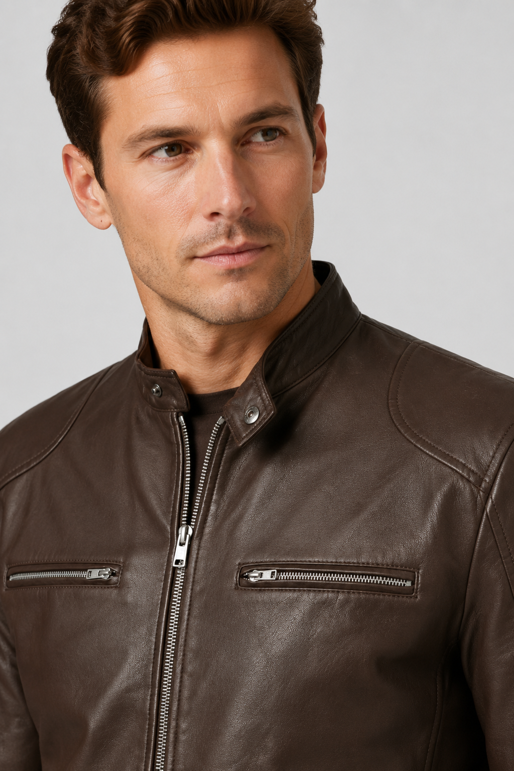 NOMU | Men's Classic Faux Leather Jacket – Minimalist Zip-Up Biker Outerwear
