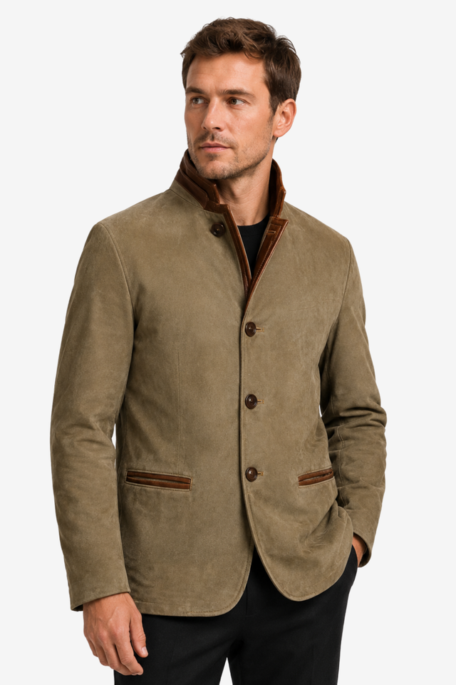 NOMU | Men's Tailored Blazer – Layered Collar Classic Button Design