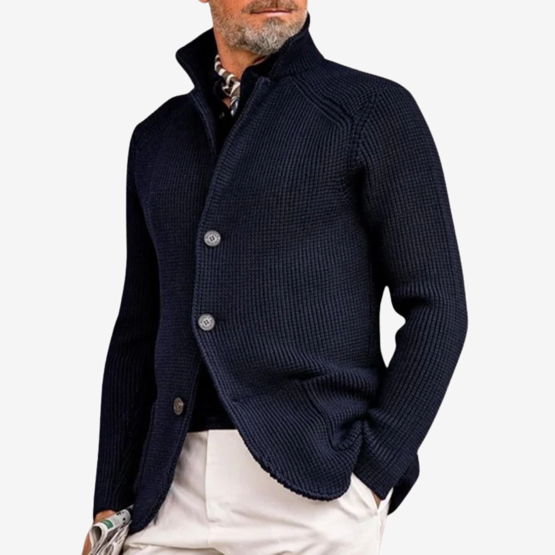 NOMU | Men's Knit Button Cardigan – Textured Smart Casual Sweater Jacket