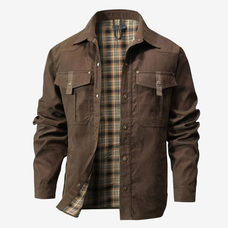 NOMU | Men's Utility Jacket Shirt – Button-Up Long Sleeve Casual Overshirt