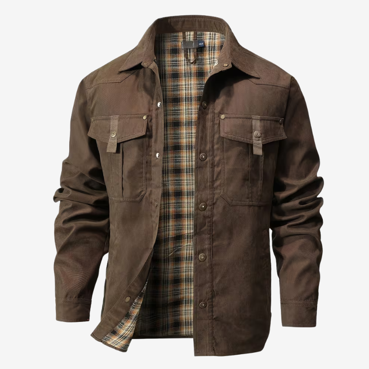 NOMU | Men's Utility Jacket Shirt – Button-Up Long Sleeve Casual Overshirt
