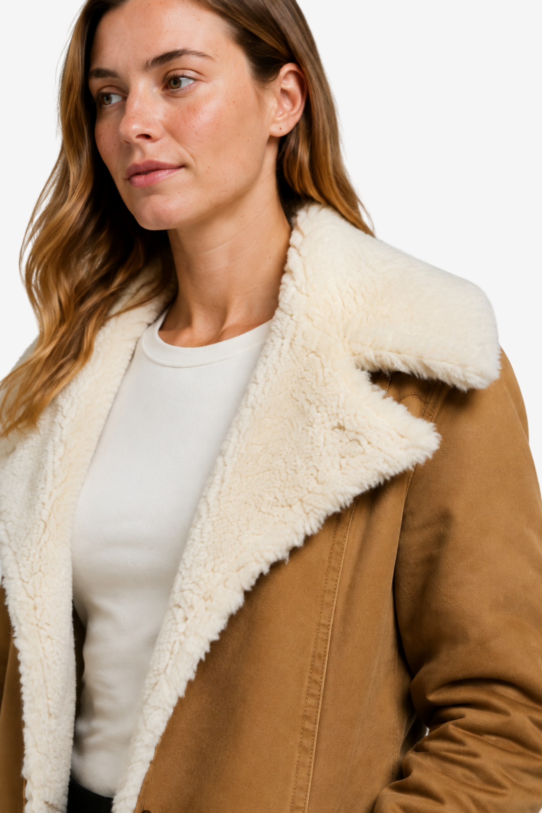 NOMU | Women's Long Sleeved Winter Coat – Fleece Lining with Wide Collar and Button Front Design
