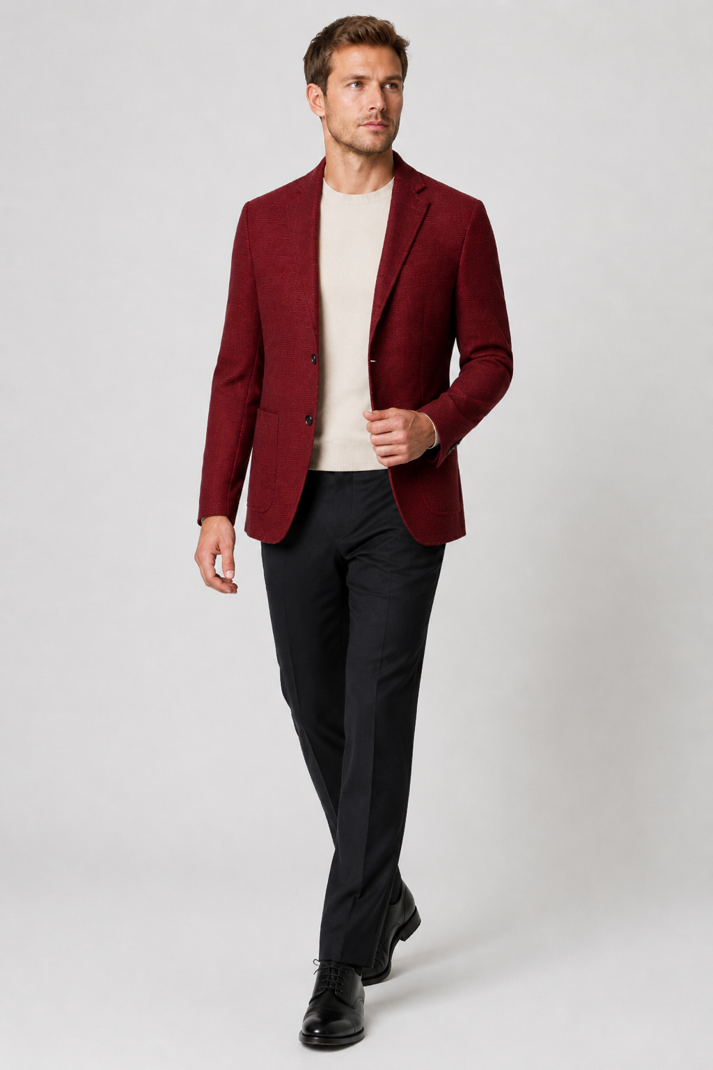 NOMU | Men's Textured Tailored Blazer – Smart Casual Single-Breasted Jacket