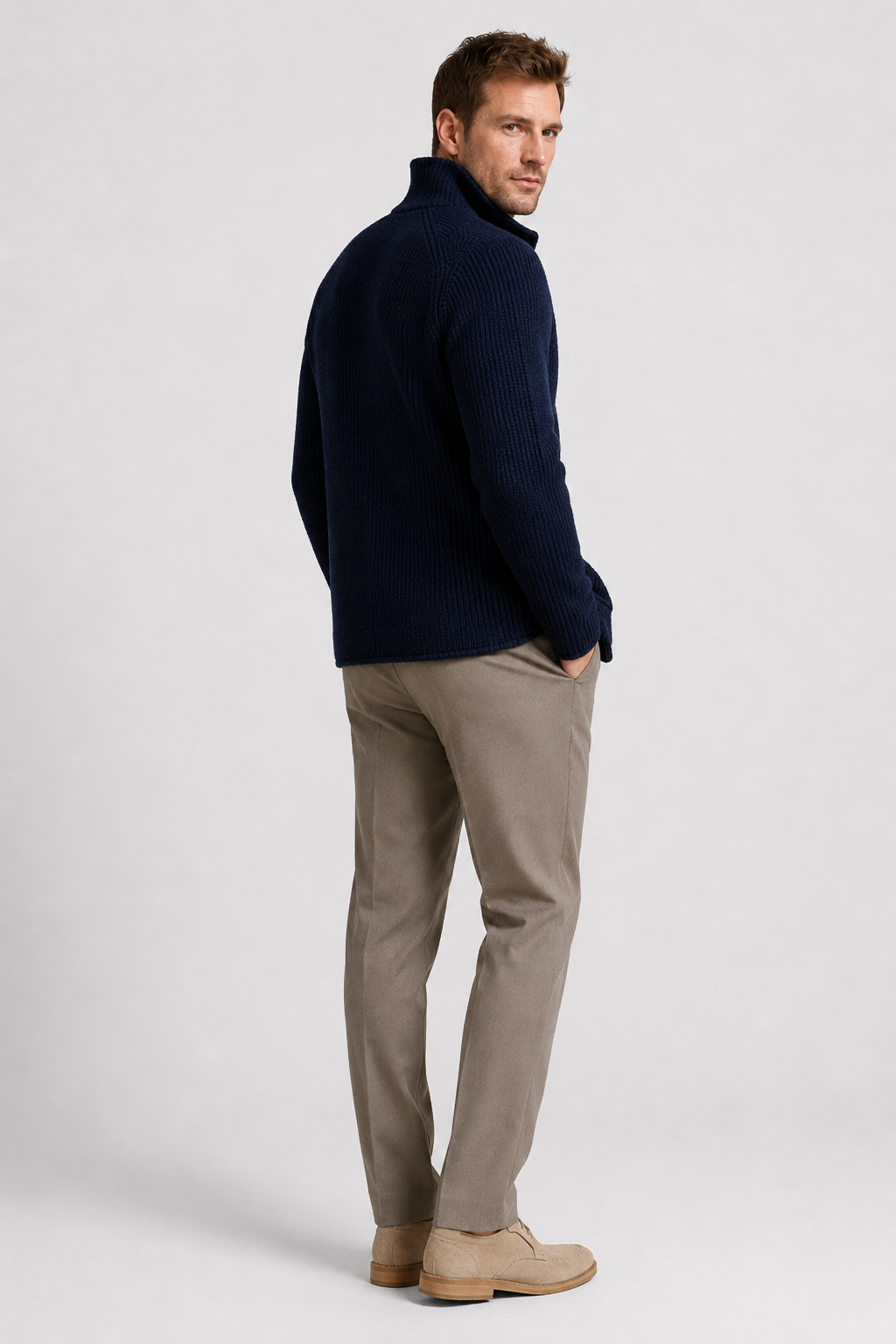 NOMU | Men's Textured Knit Blazer Cardigan – Smart Casual Button-Up Sweater Jacket