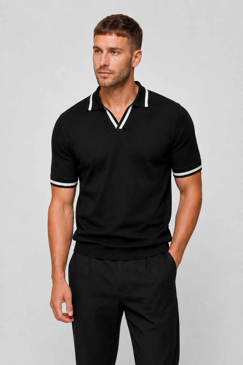 NOMU | Men’s Contrast Trim Short Sleeve Polo Shirt