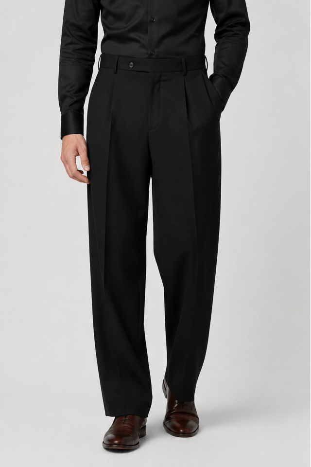 NOMU | Men's Pleated Dress Trousers – Tailored Relaxed Fit Formal Pants