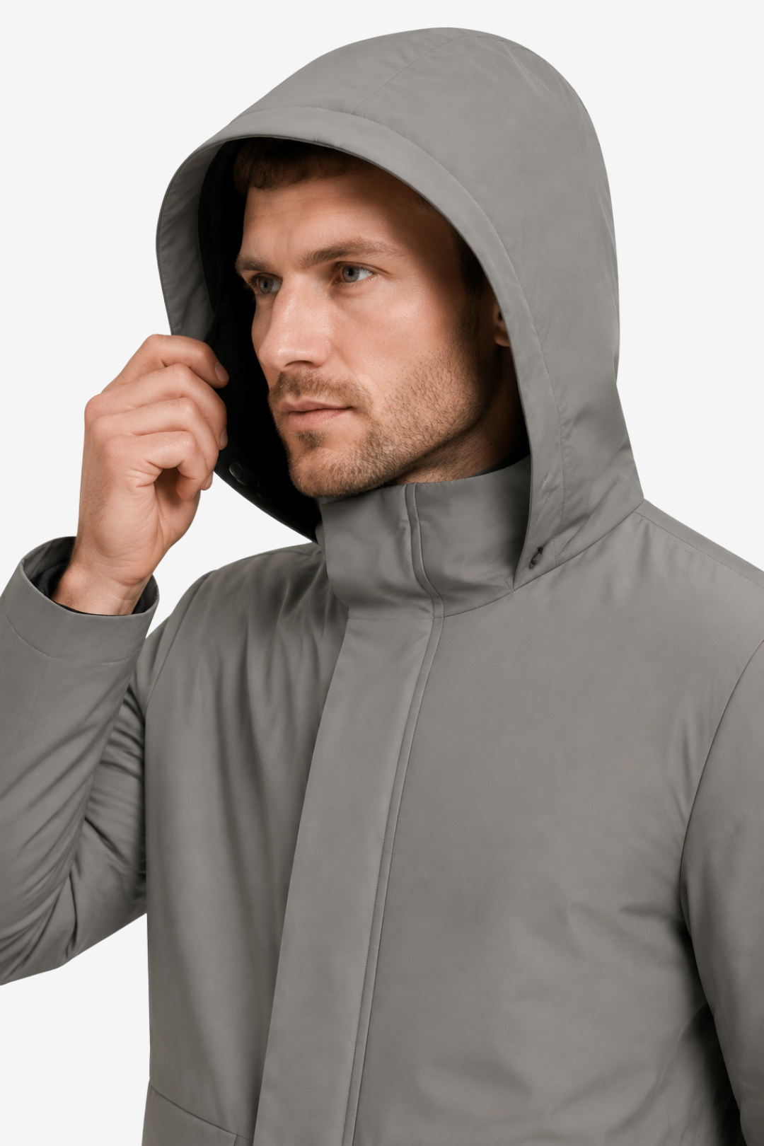 NOMU | Men's Long Quilted Hooded Parka – Full Length Design with Front Pockets
