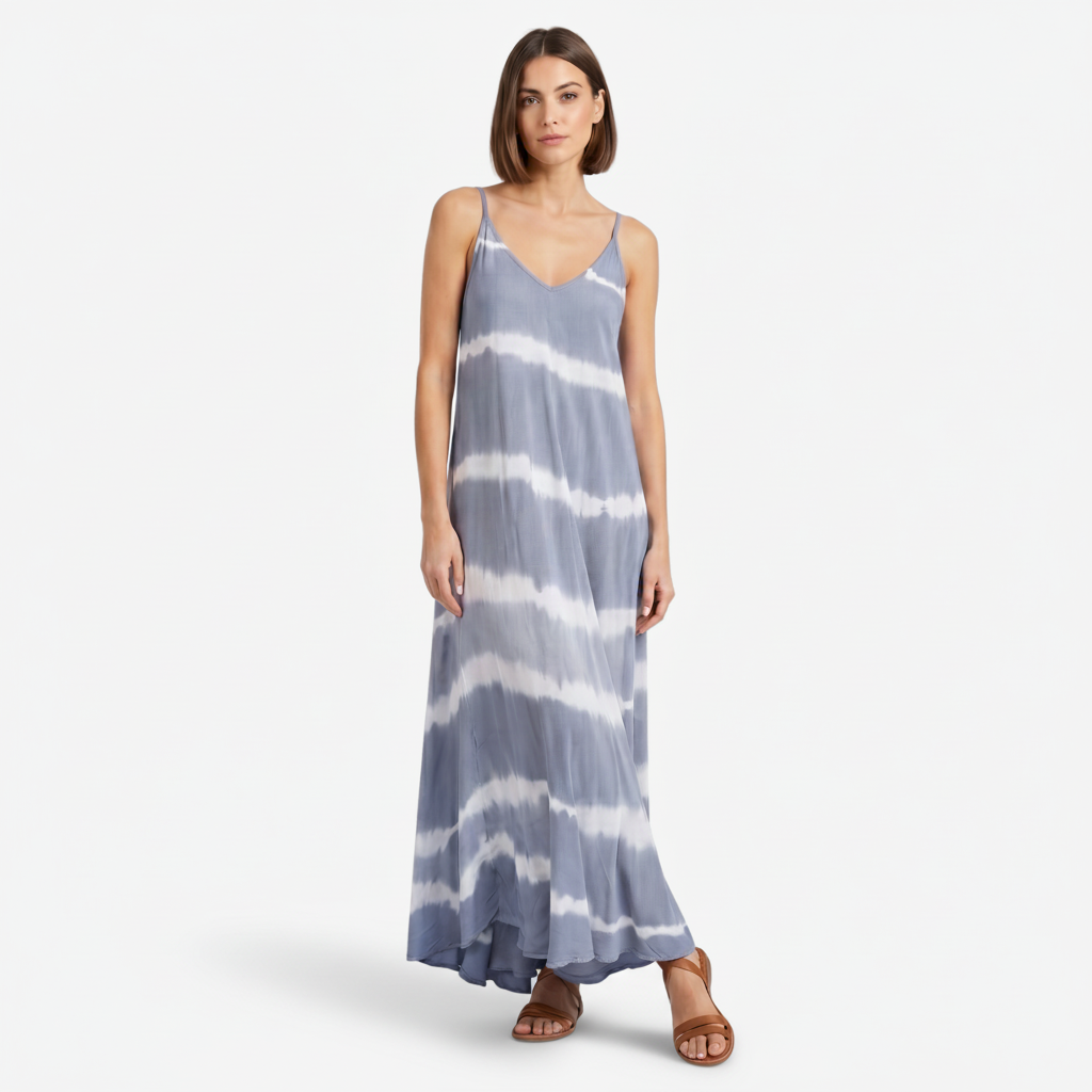 NOMU | Women's Tie Dye Maxi Dress – Spaghetti Strap V Neck Relaxed Fit Design