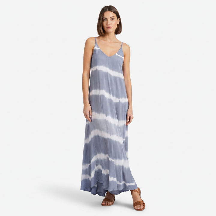 NOMU | Women's Tie Dye Maxi Dress – Spaghetti Strap V Neck Relaxed Fit Design