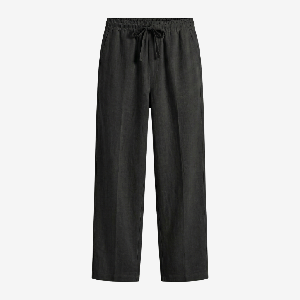 NOMU | Men's Linen Blend Pants – Elastic Drawstring Straight Leg Design