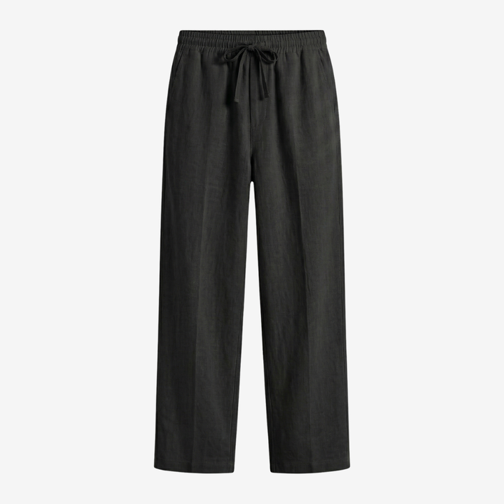 NOMU | Men's Linen Blend Pants – Elastic Drawstring Straight Leg Design