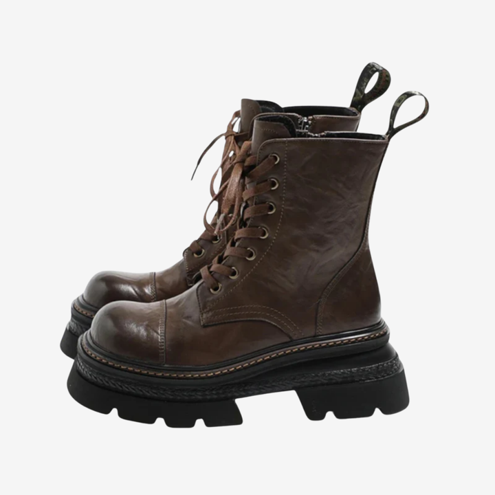 NOMU | Women's Chunky Combat Boots – Lace-Up Platform Ankle Boots