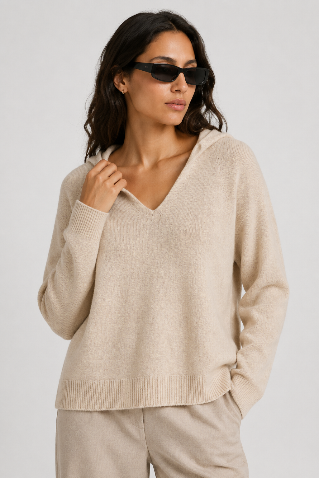NOMU | Women's Hooded Knit Sweater – Soft Relaxed Pullover Hoodie