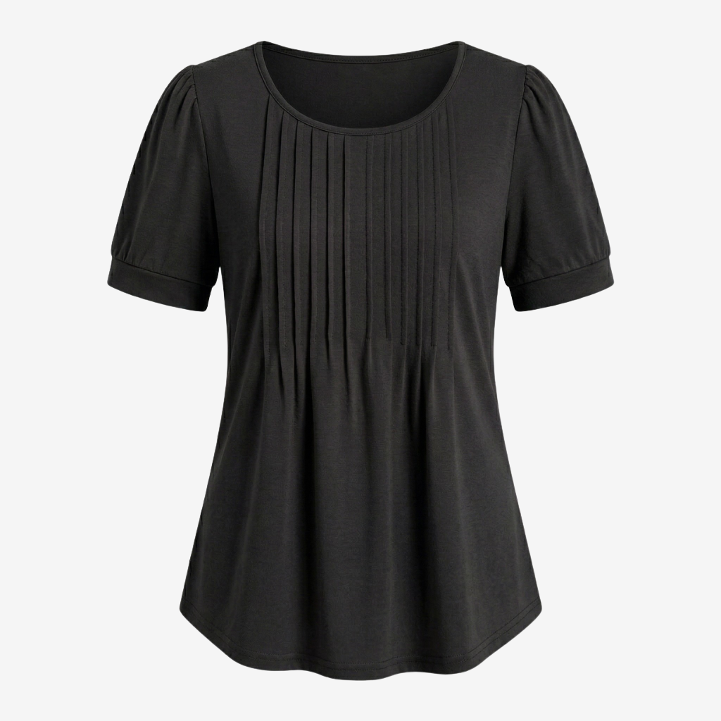 NOMU | Women’s Pleated Front Short Sleeve Blouse