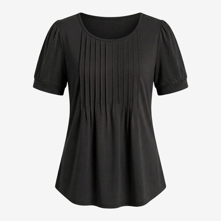 NOMU | Women’s Pleated Front Short Sleeve Blouse