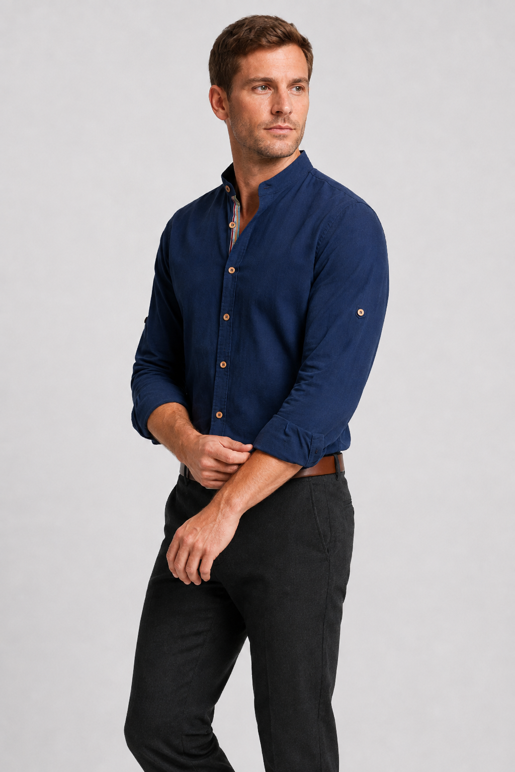 NOMU | Men’s Casual Mandarin Collar Shirt