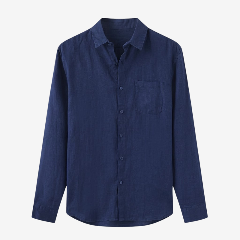 NOMU | Men's Linen Blend Button Down Shirt – Casual Long Sleeve Minimalist Top