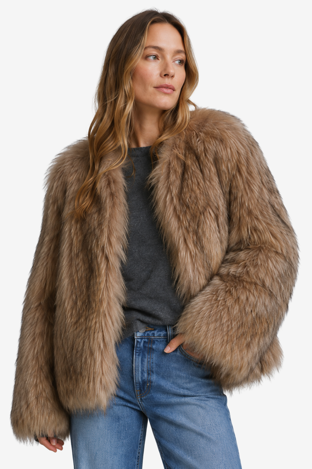 NOMU | Women's Faux Fur Jacket – Plush Texture Relaxed Winter Design