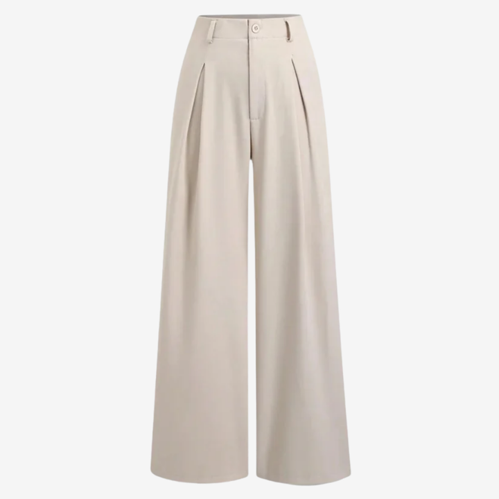NOMU | Women's High-Waisted Wide Leg Trousers – Elegant Pleated Palazzo Pants