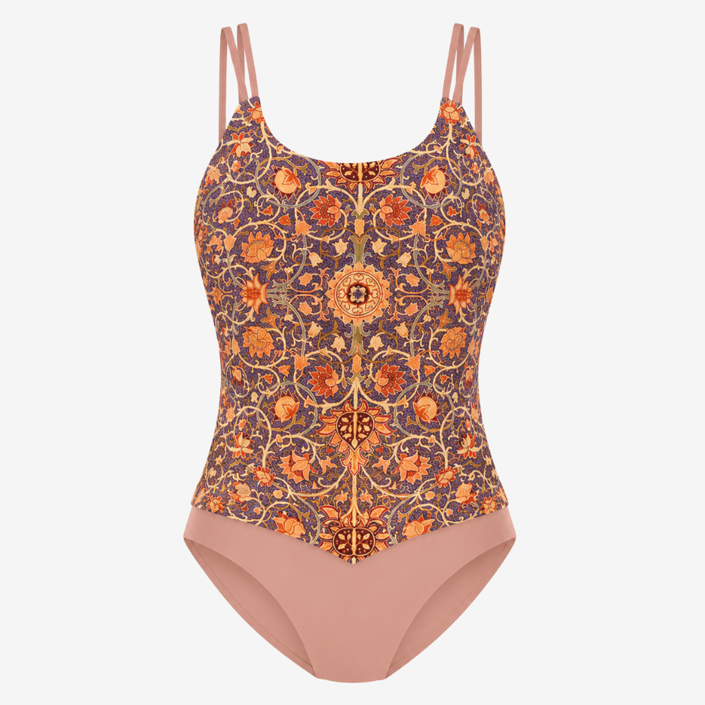 NOMU | Women's Asymmetrical Tankini Swimsuit Set – Printed Tummy Control Top with High Waist Bottoms