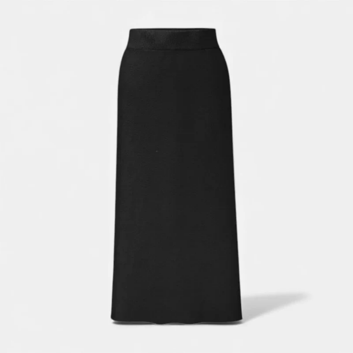 NOMU | Women's Knit A-Line Midi Skirt – Soft Minimalist Sweater Skirt
