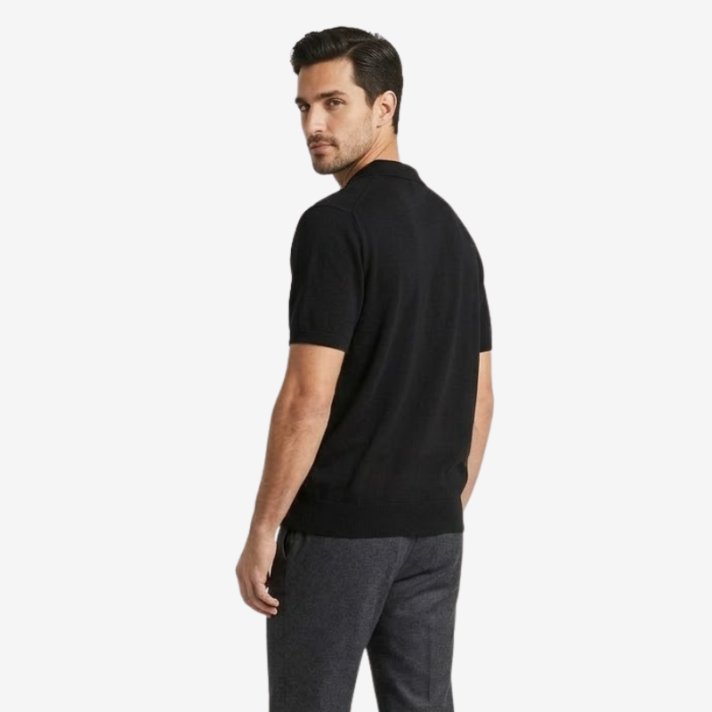 NOMU | Men's Minimalist Knit Polo Shirt – Smart Casual Short Sleeve Sweater Top