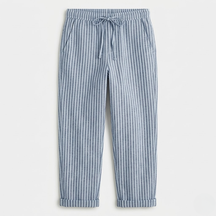 NOMU | Women's Striped Drawstring Pants – Relaxed Fit Casual Ankle Trousers