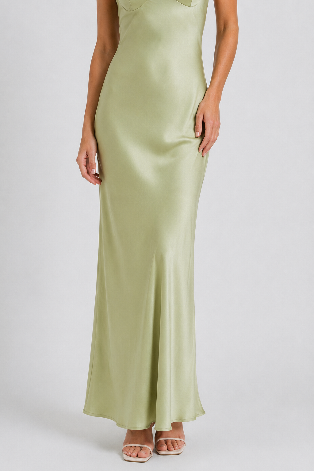 NOMU | Women's Satin Maxi Dress – Sleeveless Floral Strap Fitted Slip Design