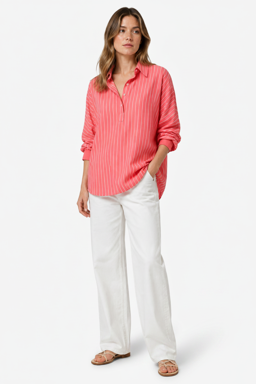 NOMU | Women’s Striped Long Sleeve Button Blouse