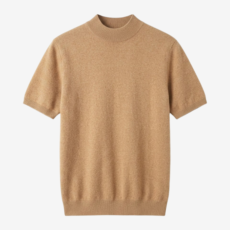 NOMU | Men's Knit Mock Neck Shirt – Minimalist Short Sleeve Design