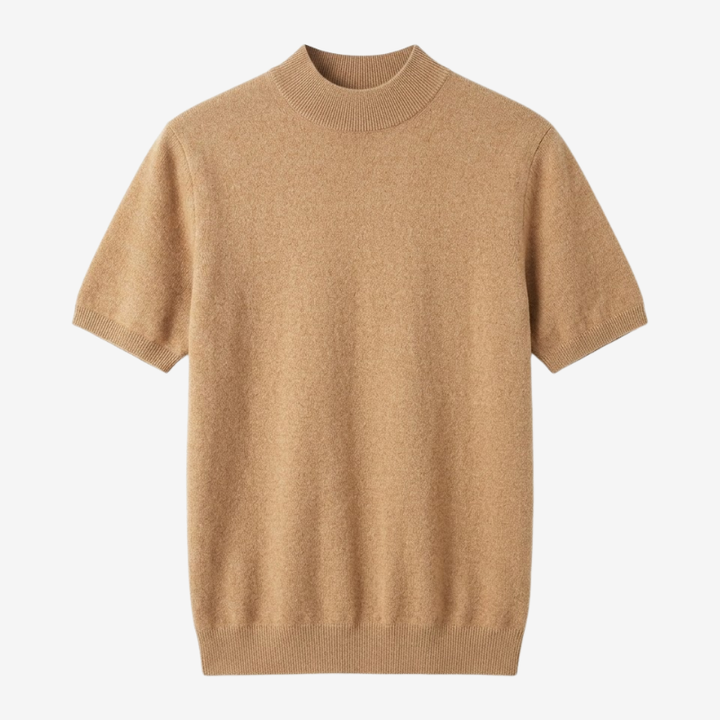 NOMU | Men's Knit Mock Neck Shirt – Minimalist Short Sleeve Design