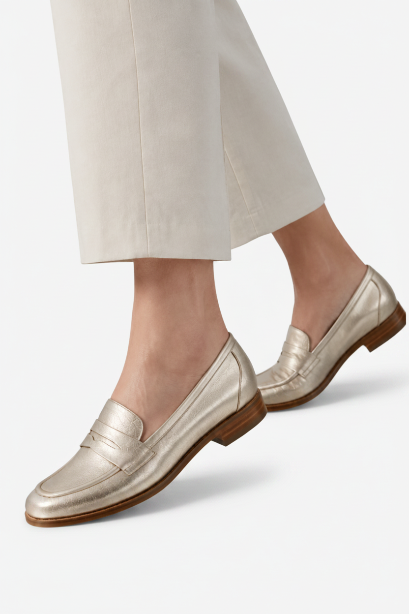 NOMU | Women's Round Toe Patchwork Loafers – Easy Slip On Design for Everyday Wear
