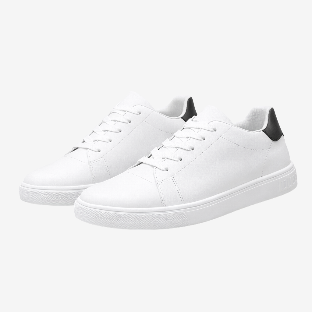 NOMU | Men's Minimalist White Low-Top Sneakers – Classic Everyday Lace-Up Shoes