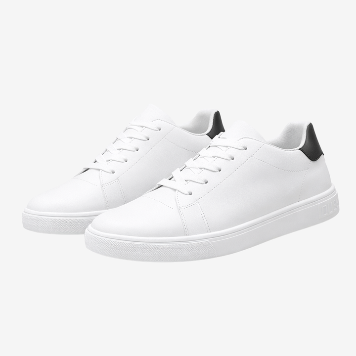 NOMU | Men's Minimalist White Low-Top Sneakers – Classic Everyday Lace-Up Shoes