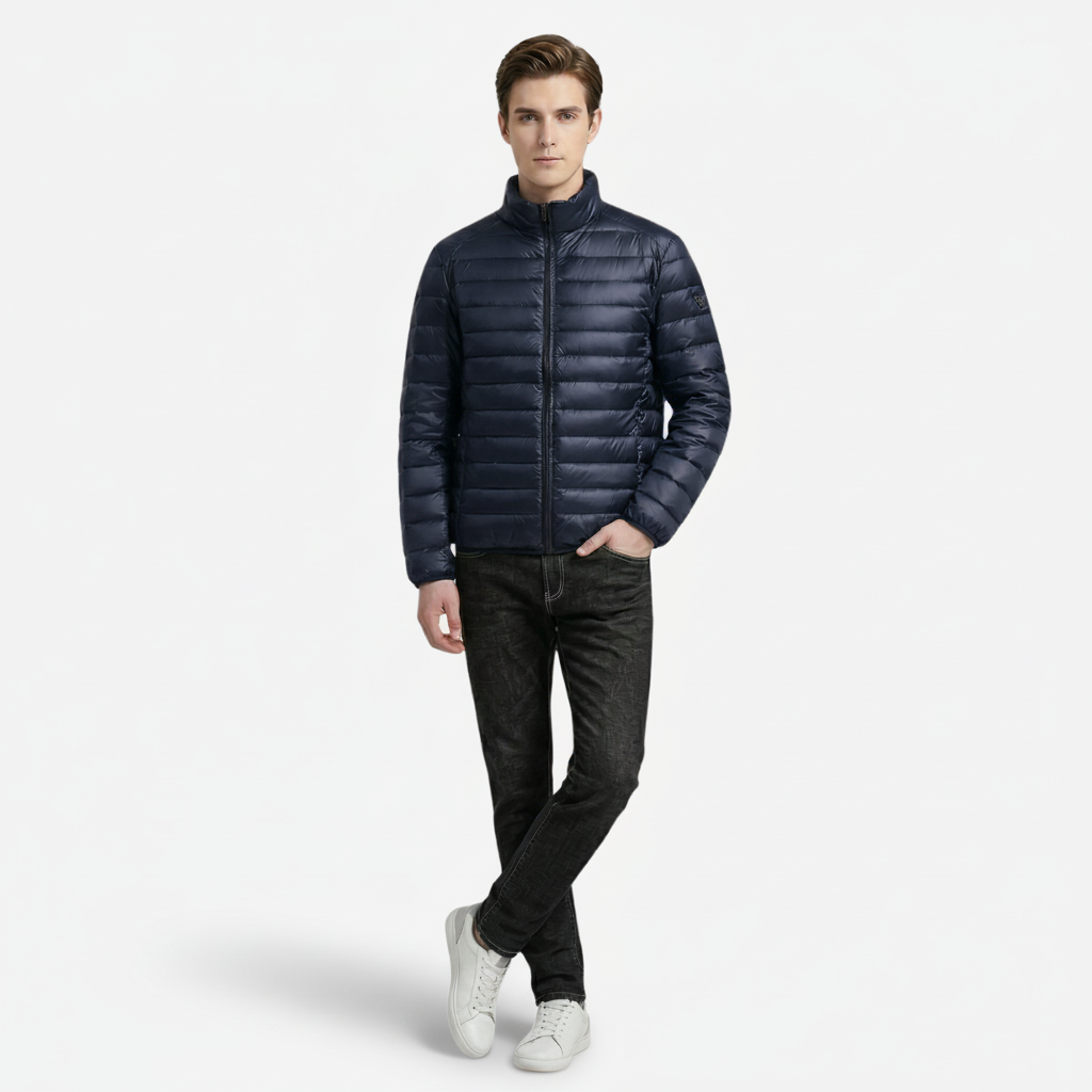 NOMU | Men's Lightweight Quilted Puffer Jacket – Minimalist Insulated Zip-Up Outerwear