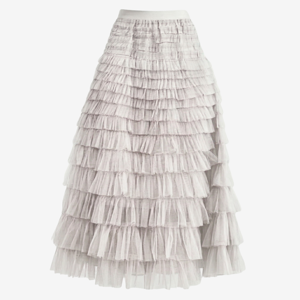 NOMU | Women’s Layered Ruffle Tulle Midi Skirt