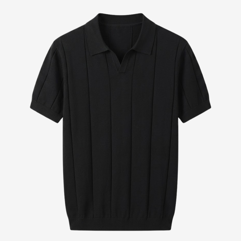 NOMU | Men's Knit Polo Shirt – Vertical Ribbed Casual Design
