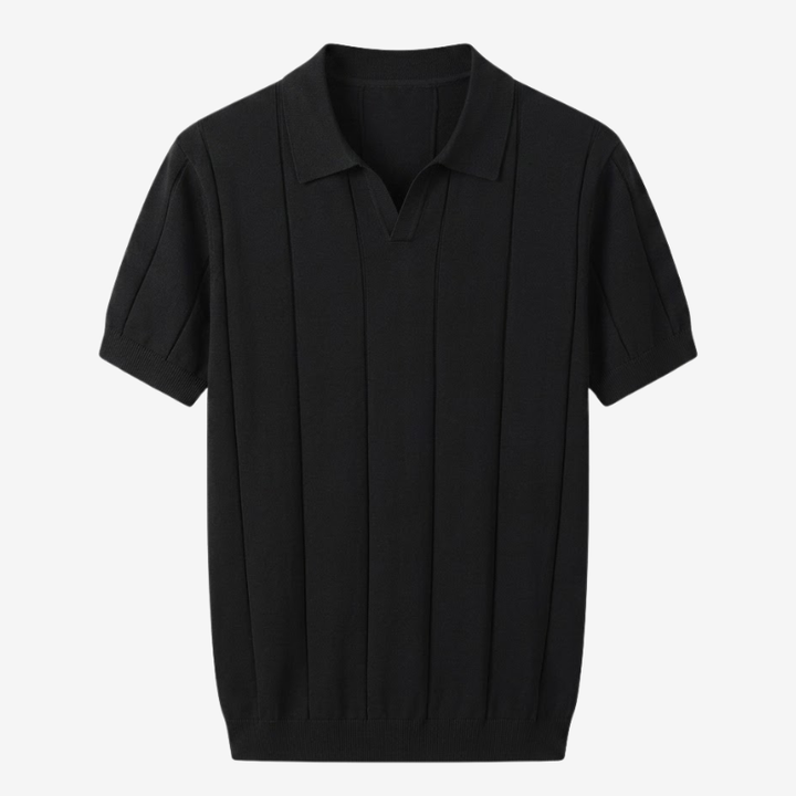 NOMU | Men's Knit Polo Shirt – Vertical Ribbed Casual Design