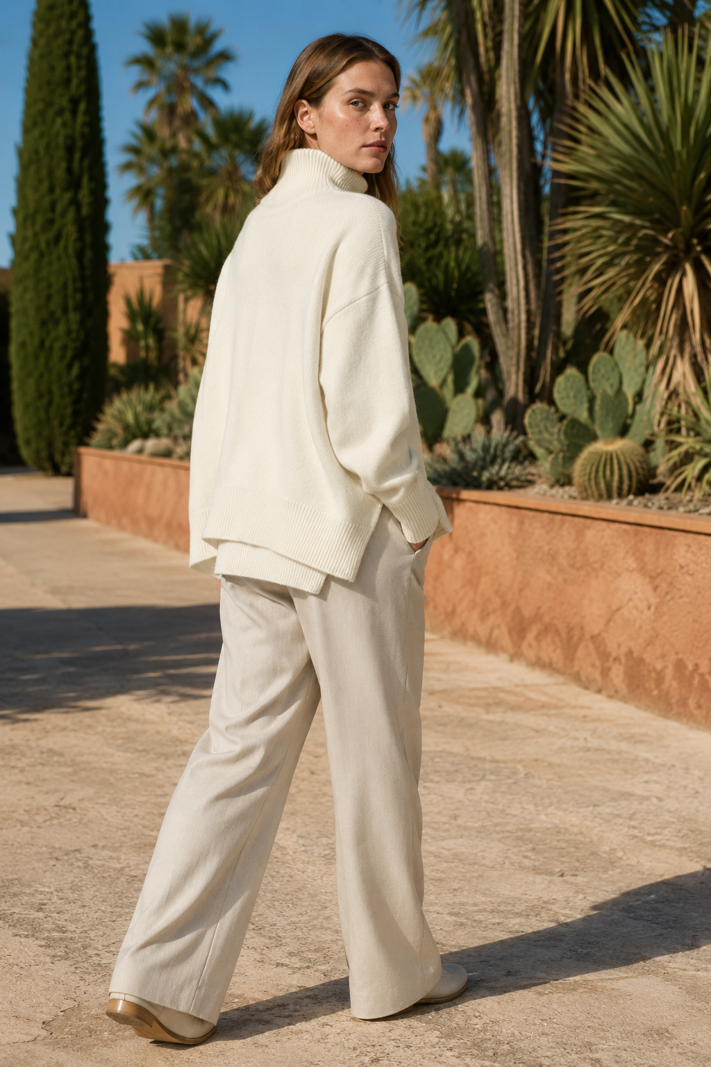 NOMU | Women's Oversized Turtleneck Sweater – Soft Relaxed Knit Pullover