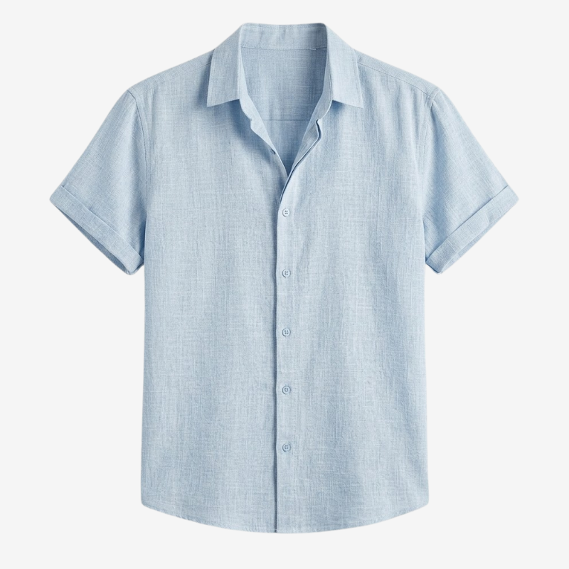 NOMU | Men's Linen Blend Shirt – Short Sleeve Casual Button Design