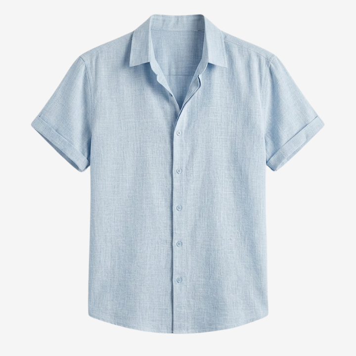 NOMU | Men's Linen Blend Shirt – Short Sleeve Casual Button Design
