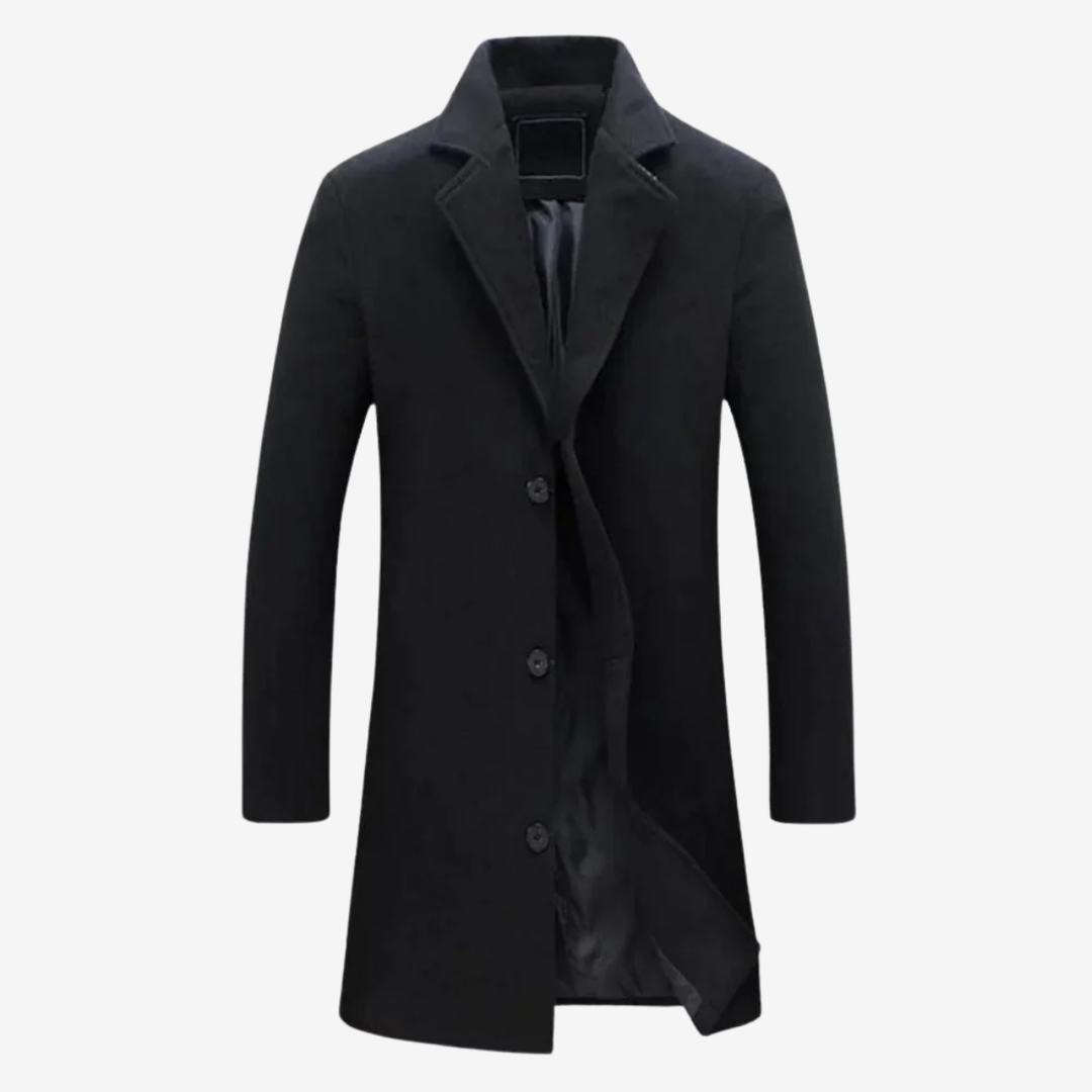 NOMU | Men's Classic Wool Blend Overcoat – Tailored Single-Breasted Coat