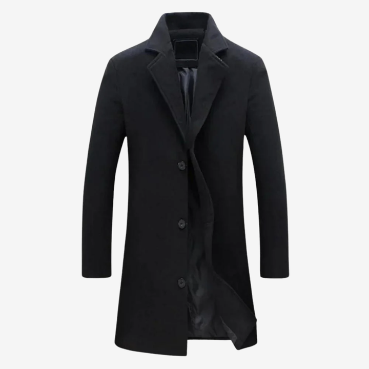 NOMU | Men's Classic Wool Blend Overcoat – Tailored Single-Breasted Coat