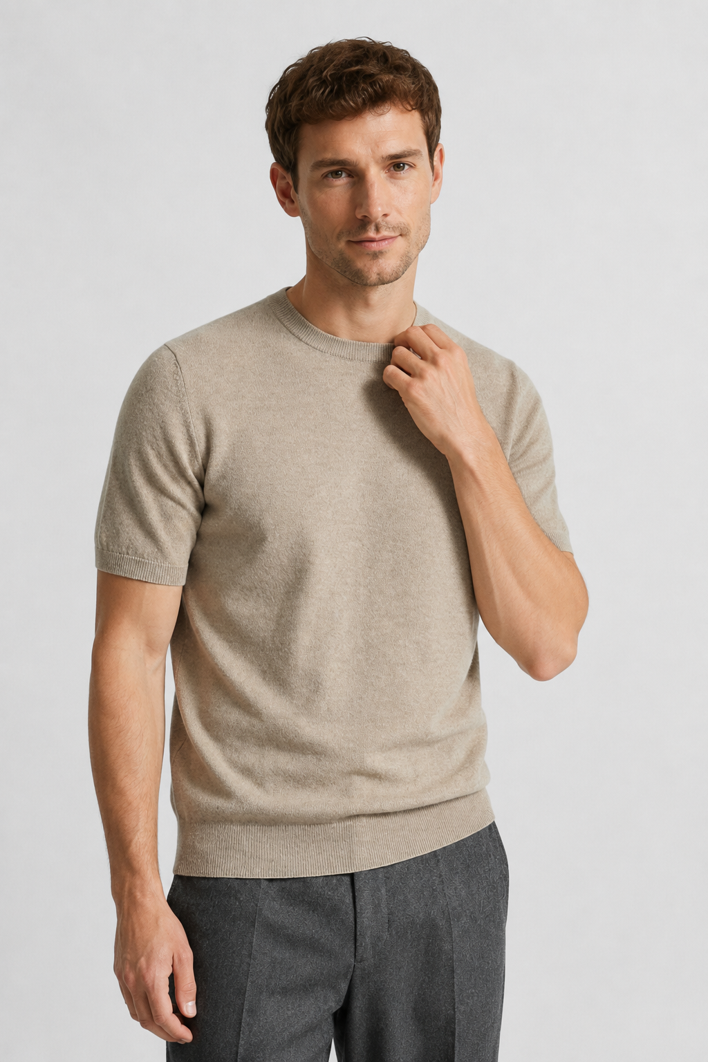 NOMU | Men's Fine Knit Crew Neck Sweater Tee – Minimalist Soft-Touch Top