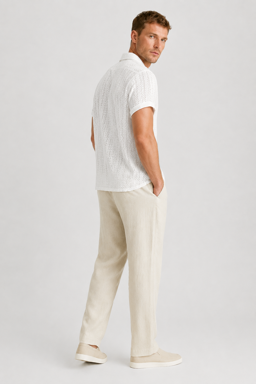 NOMU | Men's Knit Polo Shirt – Textured Open Weave Summer Design