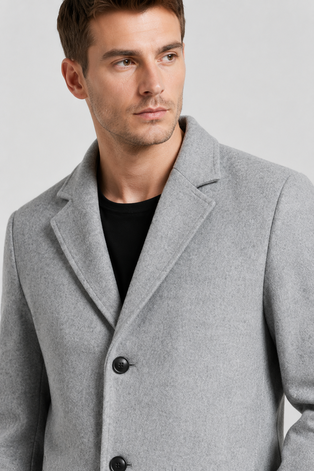 NOMU | Men's Classic Wool Blend Overcoat – Tailored Single-Breasted Coat