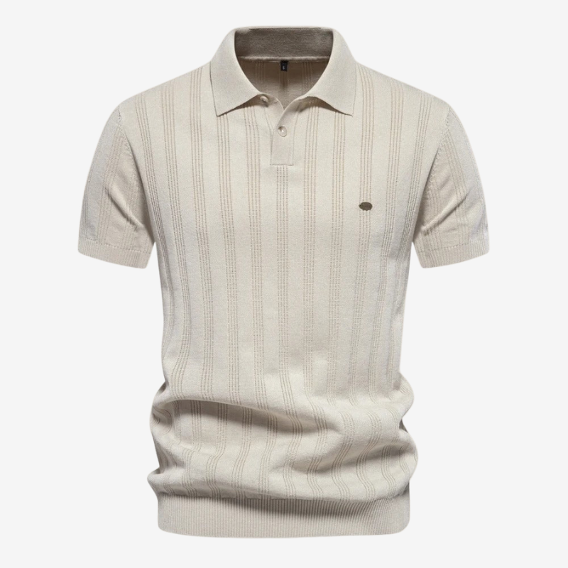 NOMU | Men's Textured Knit Polo Shirt – Slim Fit Smart Casual Short Sleeve Top