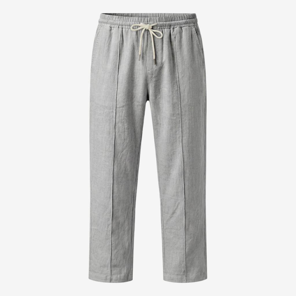 NOMU | Men's Linen Blend Pants – Drawstring Elastic Waist Tapered Design
