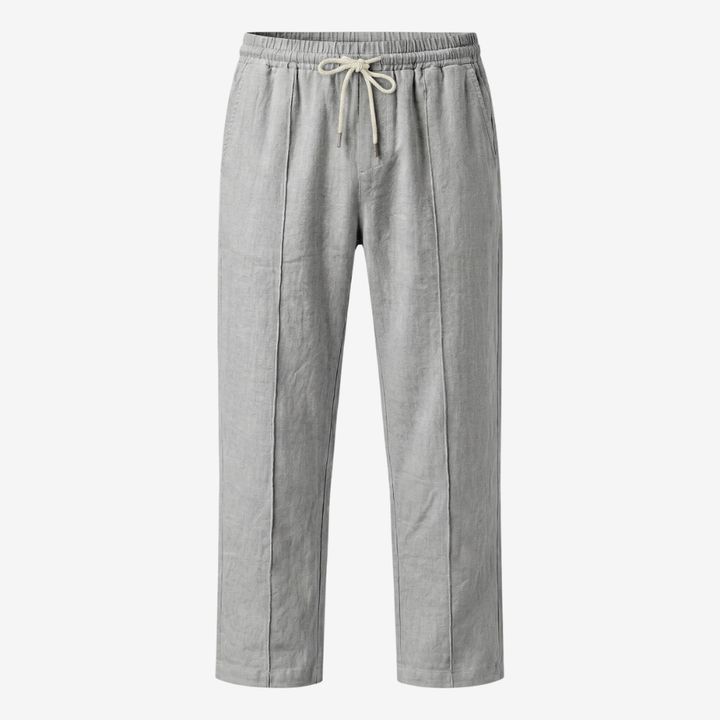 NOMU | Men's Linen Blend Pants – Drawstring Elastic Waist Tapered Design