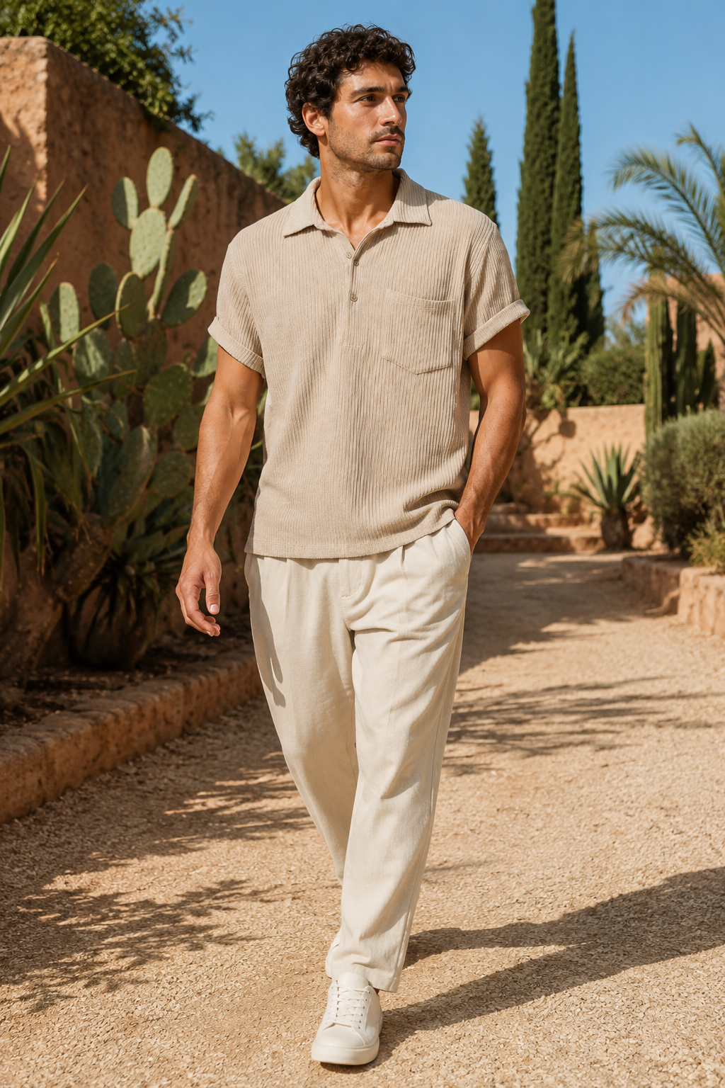 NOMU | Men's Ribbed Polo Shirt – Textured Short Sleeve Casual Fit